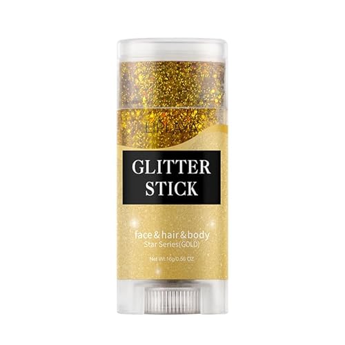 Face and Body Glitter Stick,Holographic Sparkling Neon Outfit Singer Concert Music Rave Festival Party Accessories Glitter Gel. (Gold)