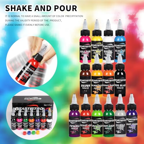 Tattoo Ink Set Professional 14 Colors 1oz (30ml) Vegan-Friendly Pigment Tattoo Ink Supplies