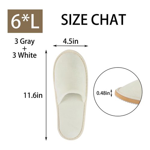 BoxSkivra 2-6 Pairs Spa Slippers, Indoor Slippers, Disposable Slippers for Guests, Washable & Non-Slip Reusable, Women, Men, House, Bedroom, Hotel, Travel, Wedding (Thick Soft)