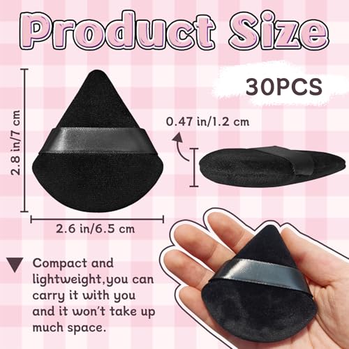 30 Pcs Powder Puff Face Soft Makeup Sponge,Triangle Powder Puffs for Face,Soft Velour Makeup Puff for Loose and Cosmetic Foundation,Baking & Setting Powder Sponge