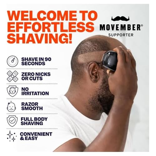 Freebird FlexSeries Electric Head & Body Hair Shaver - Mens Cordless Rechargeable Wet/Dry Skull Bald Head Back & Groin Waterproof Razor with Rotary Blades, Clippers, Nose Trimmer, Brush, Massager
