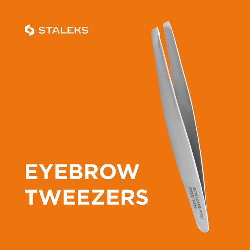 STALEKS PRO Expert 62 Type 4 Professional Eyebrow Tweezers – Narrow Beveled Stainless Steel for Fine Brows & Small Hands