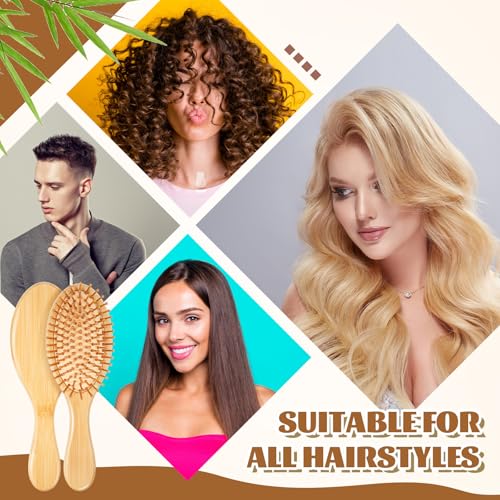Weysat 12 Pcs Bamboo Hair Brushes Bulk Natural Wooden Paddle Brush Lightweight Massage Scalp Hair Combs Bamboo Detangling Hairbrush for Women Men for All Hair Types, Anti Static