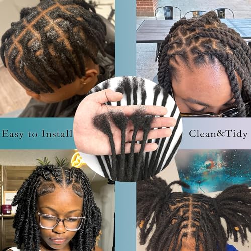 10 Inch 100 Strands Locs Extension Human Hair 0.4cm Dreadlock Extension Natural Black Human Hair Locs Full Handmade Permanent Dreadlock Extensions Can Be Dyed and Bleached for Women Men