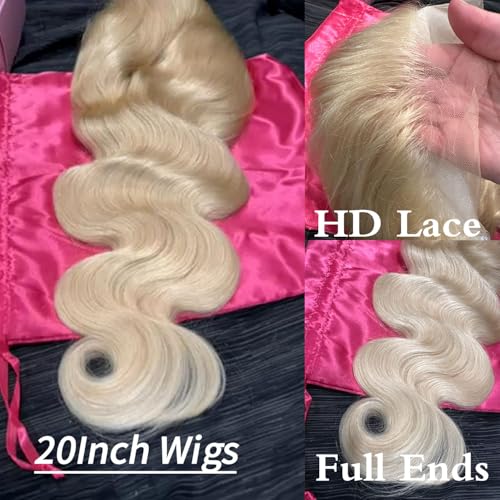 LADYWIGSD 613 Lace Front Wig Human Hair 13x4 HD Lace Frontal Wigs Pre Plucked for women Light Blonde Color Body Wave Lace Front Wig Brazilian Virgin 613 Human Hair Wigs (26 Inch)