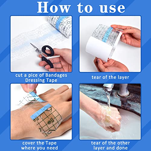 OBTANIM Transparent Waterproof Stretch Clear Adhesive Film Bandage Skin Dressing Tape for Tattoo Aftercare (4 x 394 Inch)