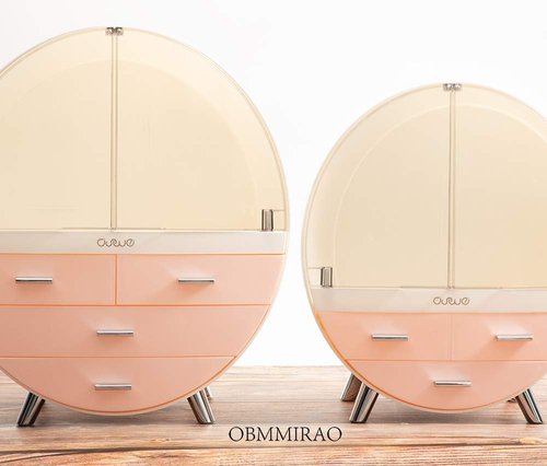 OBMMIRAO Elegant Dustproof Makeup Storage Organizer Box, Waterproof Medium Cosmetics Organizer Storage with Drawers Skincare Cosmetic Display Cases for Countertop Bathroom Dresser Dedroom