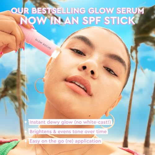 Glow Recipe Face Sunscreen Stick SPF 45 - Travel Size Roll On Korean Sunscreen with Hydrating Hyaluronic Acid & Niacinamide for a Dewy Glow - No White Cast (.58oz)