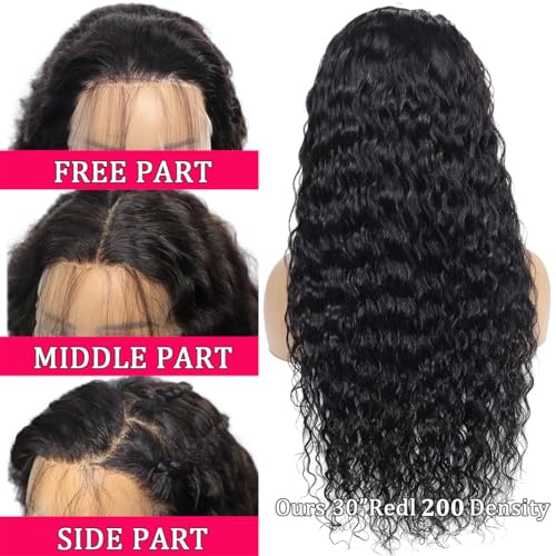 Lovelyworld 32 inch Deep Wave Lace Front Wigs Human Hair 200 Density 13X4 HD Deep Curly Lace Front Human Hair Wigs for Womesn