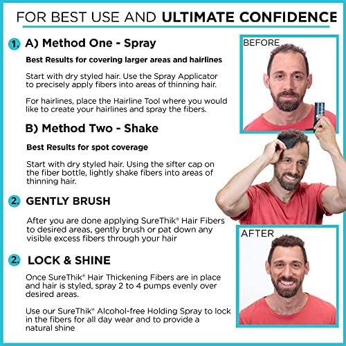 SURETHIK 15g Hair Thickening Fiber (Dark Brown) + Patented Application Tools