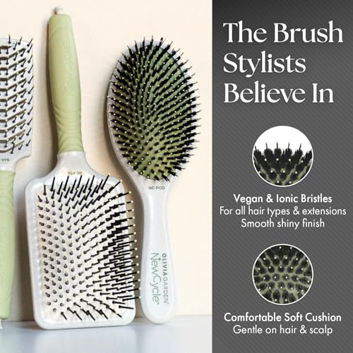 Olivia Garden NewCycle Professional Hair Brush is made from 100% recycled materials (except bristles and cushion), styles all hair types quickly and creates long lasting styles