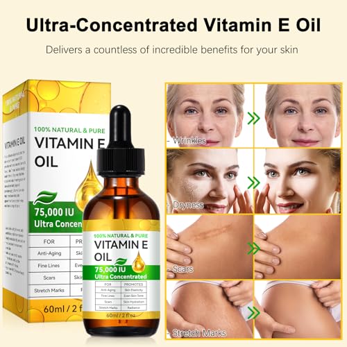 Vitamin E Oil, 75,000 IU Ultra Concentrated Pure Vitamin E Oil for Face