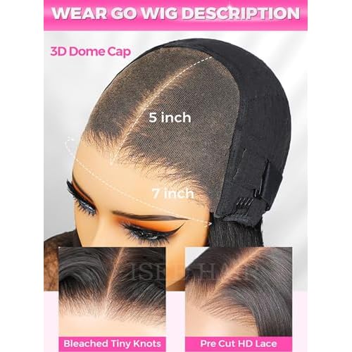 ISEE HAIR HD Lace Front Wig Wear & Go Glueless Lace Wig Brazilian Straight Lace Wigs For Women No Glue 5x7 Lace Pre Cut Wig Human Hair Wigs Transparent Lace Closure Wigs 180% Density 18 Inch