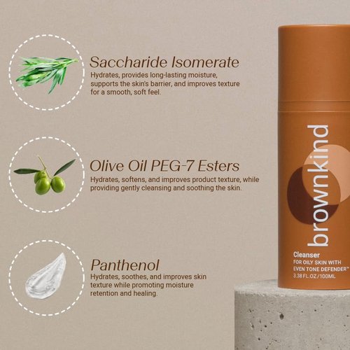 brownkind Cleanser for Normal to Dry Skin – Gentle Hydrating Face Wash, With Amla & Rainbow Algae, Dermatologist-Designed for Melanin-Rich Skin, 100ml
