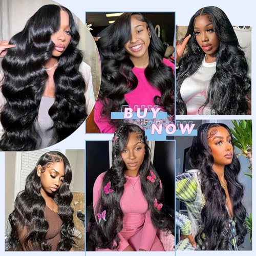 13x6 Body Wave HD Lace Glueless Drawstring Wigs Human Hiar 200% Density Pre Plucked Pre Cut Ear to Ear Full Lace Closure Wear and Go Wig Pre Everything Bleached Knots 28 inches
