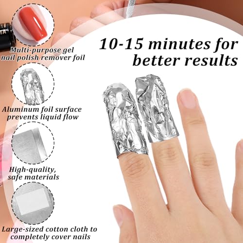 Giantree 100 Pcs Nail Foil, Nail Polish Remover Gel Nail Foil Wraps for Nails, Soak Off Foils Cotton Pads Gel Polish Remover for Soak off Gel Polish Removing at Home(100PCS)