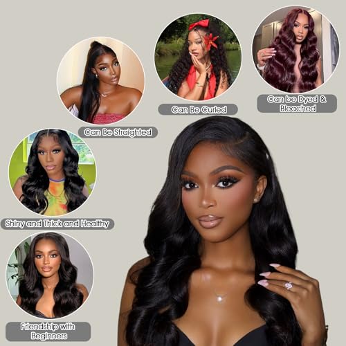 12A Body Wave Human Hair Bundles with Frontal Closure, 4 Bundles (18 18 18 18 18) +16"HD Lace Frontal (13x4 Free Part),Virgin Remy Hair Natural Color