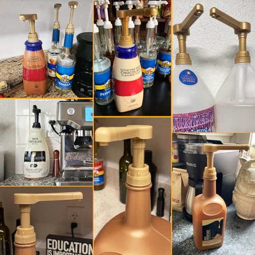 1 Pack Gold Sauce Pump Dispenser for 64 oz Chocolate and Caramel Sauce Bottles, Reusable Large 15CC Syrup Pump for Vanilla Mocha Sauces
