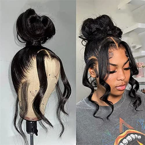 ten chopsticks 360 Body Wave Lace Front Wigs Human Hair Wigs for Women 150% Density Brazilian Remy Body HD Lace Front Wigs 360 Lace Wigs Human Hair Pre Plucked with Baby Hair Natural Color 14inch