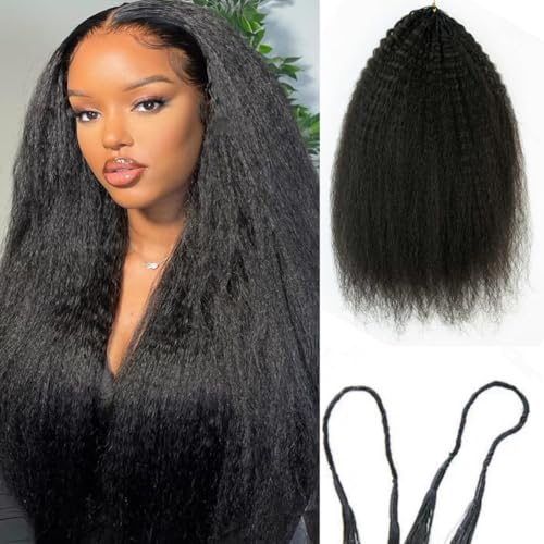 Kinky Straight Feather Crochet Hair Braid Human Hair Extensions Knotless Pre-Separated Crochet Hair Extensions Human Hair Natural Color 18inch 120g
