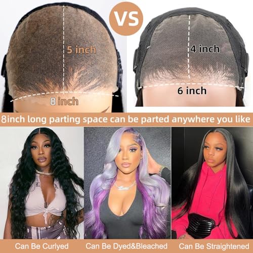 5x8 Pre Plucked Human Hair Wig - Body Wave HD Lace Closure, 180% Density, Glueless Wear and Go, Pre Cut (24 Inch)