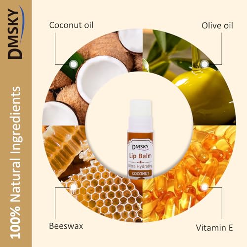 DMSKY 30 Pack Lip Balm, Natural Lip Balm Bulk with Vitamin E and Coconut Oil, Moisturizing Soothing Chapped Lips-15 Flavors