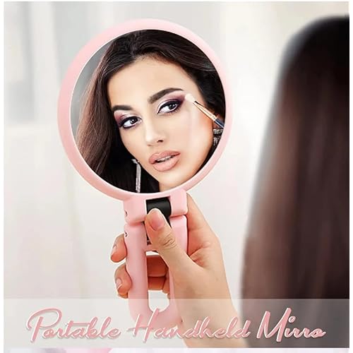 1X 15X Handheld Mirror with Handle for Travel£¬ Magnifying Mirror, Rotation Adjustable Handle, Double Sided Folding, Mirror for Women for Eyes Makeup Travel Table Desk Shaving