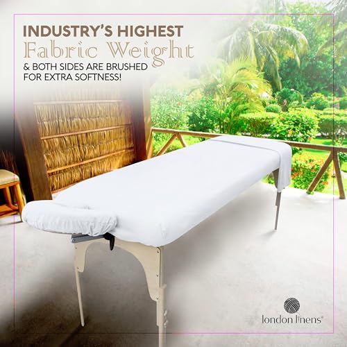 LONDON LINENS Pack of 2 Soft Microfiber Massage Table Sheets 3 Piece Set - Includes Massage Table Cover, Massage Fitted Sheet, and Massage Face Rest Cover (White)
