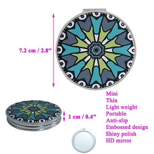 Beaufy Compact Mirror Set Small Travel Magnifying Pocket Mirrors for Purse Handheld Mini Folding Portable with 1x/2x Magnification for Women Girls Men Pack of 6
