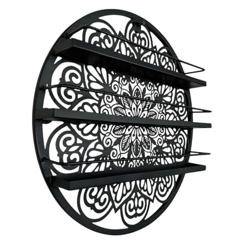 Mandala Shape Shelves - Essential Oil & Nail Polish Organizer - Wall Mounted Round Rack - Display Holder - Spice Rack - Black or Gold