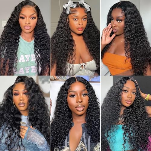 Deep Wave Human Hair Bundles 16 18 20 Inch 12A Unprocessed Brazilian Virgin Hair Deep Curly 3 Bundles Wet and Wave Hair Extensions Natural Colo