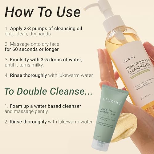 Pore Purifying Cleansing Oil ? Korean Face Wash with Centella, Tea Tree, Green Tea & LHA ? Gentle Makeup Remover for Sensitive, Acne-Prone Skin, Deep Pore Cleanser, 6.76 fl oz