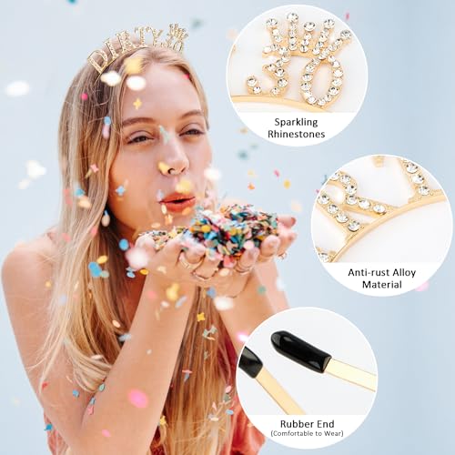 30th Birthday Decorations for Her Dirty 30 Birthday Headband Tiara Queen Crown 30th Birthday Gifts