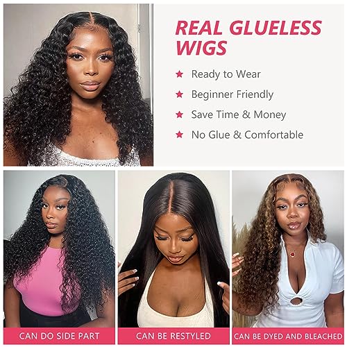Pre Plucked Glueless Wigs Human Hair Precut Lace Curly Wigs for Black Women 5x5 HD Lace Closure Deep Wave Wig