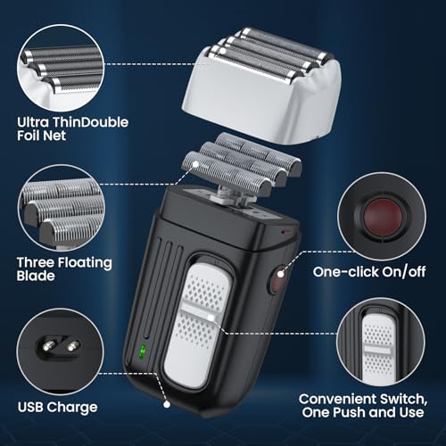SweetLF Nose Hair Trimmer for Men with Detachable Head, Washable Blades, R-Shaped Design, Lightweight (Black) (Silver)