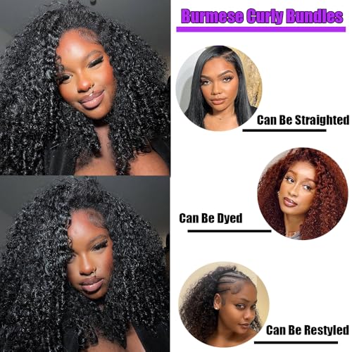 Curly Bundles Human Hair 18 20 22 Inches 3 Bundles Brumese Curly Human Hair Bundles 3C4A Virgin Raw Water Wave Bundles with Spiral End Quick for Women Natural Black