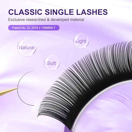 NAGARAKU 5 Trays Eyelash Extensions 0.03mm D curl 7-15mm Mix Tray Individual Lashes Classic Matte Black Faux Mink 16 Rows Professional Beauty Salon Supplies - Purple Card