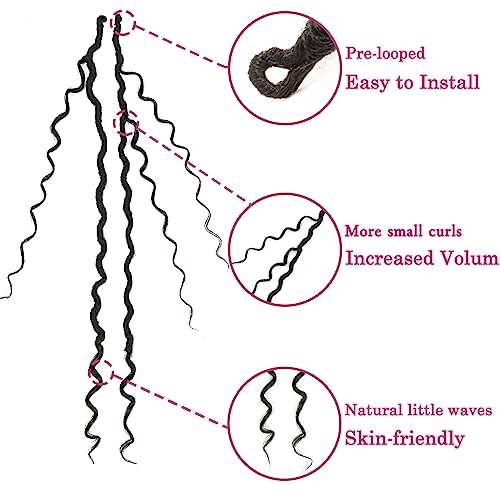 8 Packs Goddess Faux Locs Crochet Hair for Black Women, Long Goddess Locs Crochet Hair, Boho Style Locs, River Hair with Curly Ends (22Inch, T30#, 8Packs)