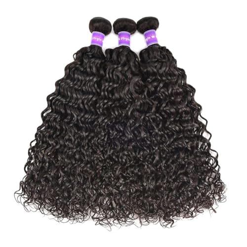 12A Grade Water Wave 3 Bundles Water Curly 3 Bundles Human Hair 24 26 28 Inch 100% Unprocessed Brazilian Virgin Human Hair Bundles Natural Black