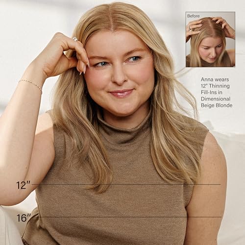 Luxy 100% Remy Human Hair ? Scalp Hair Fill-Ins - Clip-Ins for Scalp & Part Line Coverage - Natural Coverage for Thinning Areas, Lightweight Mesh Bands 30 grams 12" Bronde Balayage Scalp