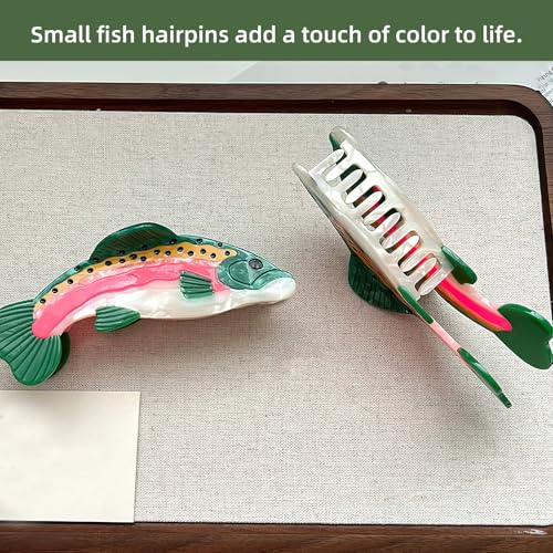 Novelty Salmon Fish Hair Clip, Acetate Hair Clips, Girl Women Small Claw Hairpin, Non Slip Unique Cute Barrettes for Thick and Thin Hair