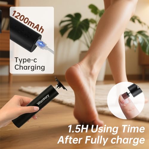 2 in 1 Electric Foot Callus Remover, USB Rechargeable Foot File Sander with 80/120 Grit Sandpaper Discs,High Quality Professional 1200RPM Aluminum Callus Remover for Nail Care