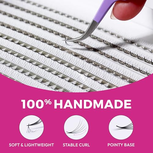 Eyesy Lash 1200 Easy Promade Fans - 5D 0.07 Curl CC Mixed Lengths 8-16mm - Ultra Speed 40 Lines Eyelash Trays Volume Premade Lash Fans Handmade Pre Made Eyelash Extensions Fluffy Soft Pointy Base