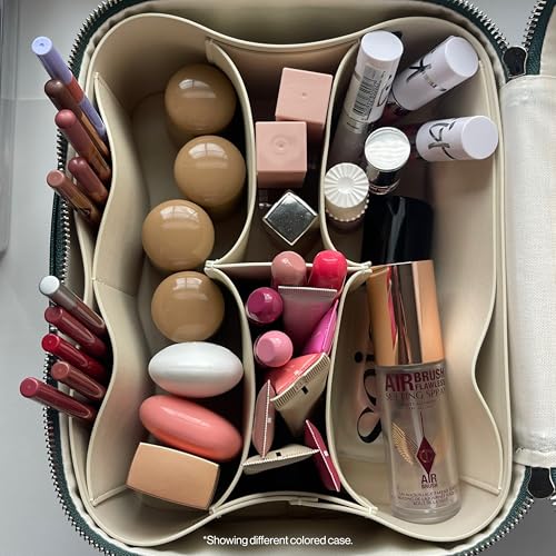 ETOILE - Duo Vanity Case Black - Large Functional Travel Makeup Bag Organizer with Removable Divider & Mirror