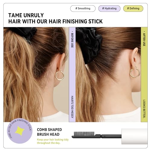 BestLand Double-Head Hair Finishing Stick ? Non-Greasy Flyaway Tamer with Mascara Brush & Comb Tip, Styling Gel Wax Stick for Bangs & Baby Hair Control