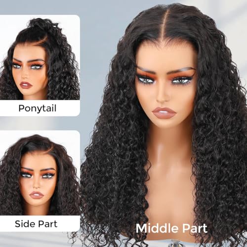 26 Inch Wear and Go Glueless Wigs Human Hair Pre Plucked Pre Cut Deep Wave 7x5 HD Lace Front Wigs Human Hair for Women 200% Density Lace Closure Wig Wet and Wavy No Glue Ready to Wear