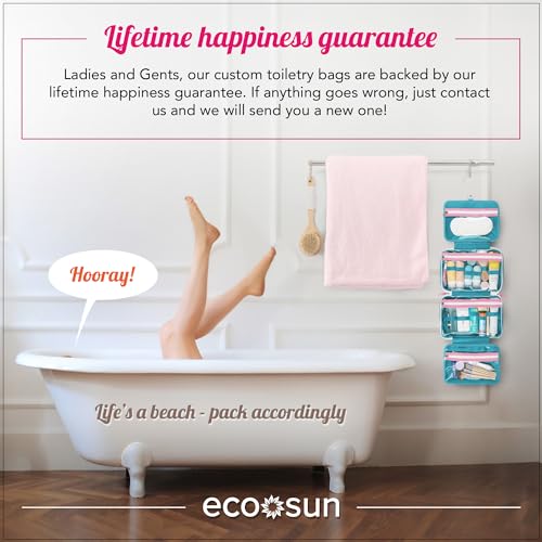 Eco Sun Hanging Travel Toiletry Bag ? Designed in Hawaii ? Water-resistant Travel Organizer for Bathroom Accessories