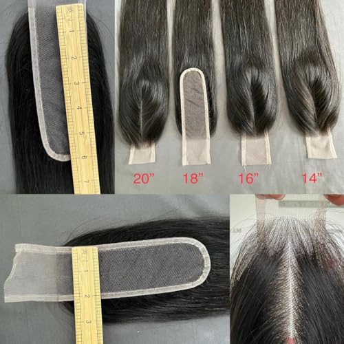 2x6 Lace Closure, Skinlike Invisible HD Transparent Swiss Lace Closure Pre Plucked with Baby Hair 12A Grade Brazilian Human Hair with Small Single Knots Middle Part 16 Inch