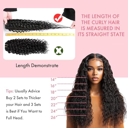 SIYUSI Water Wave Clip In Extensions, Luxurious Thickness, Premium Brazilian Remy Hair Clip Ins, Invisible & Scalp-Friendly, Natural Black Color, 4.23oz, 7Pcs (16 Inch)