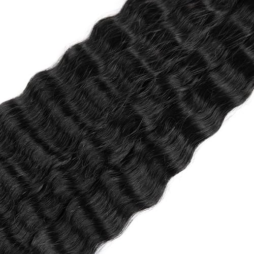 Super Wave Bulk Human Hair Wet and Wavy Human Braiding Hair Super French Braiding Hair For Bohe Braids No Weft 100g (1Pack-4PCS) 100% Virgin Human Hair For Boho Braids (Natural Black, 18 Inch)